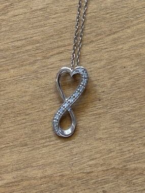 NWOT Macy's Diamond Infinity Heart Sterling Silver Necklace